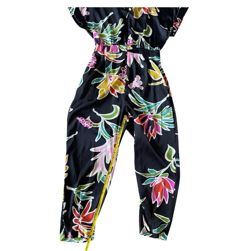 Zara Black Floral Print Satin Jumpsuit Women’s Large - Picture 14 of 16